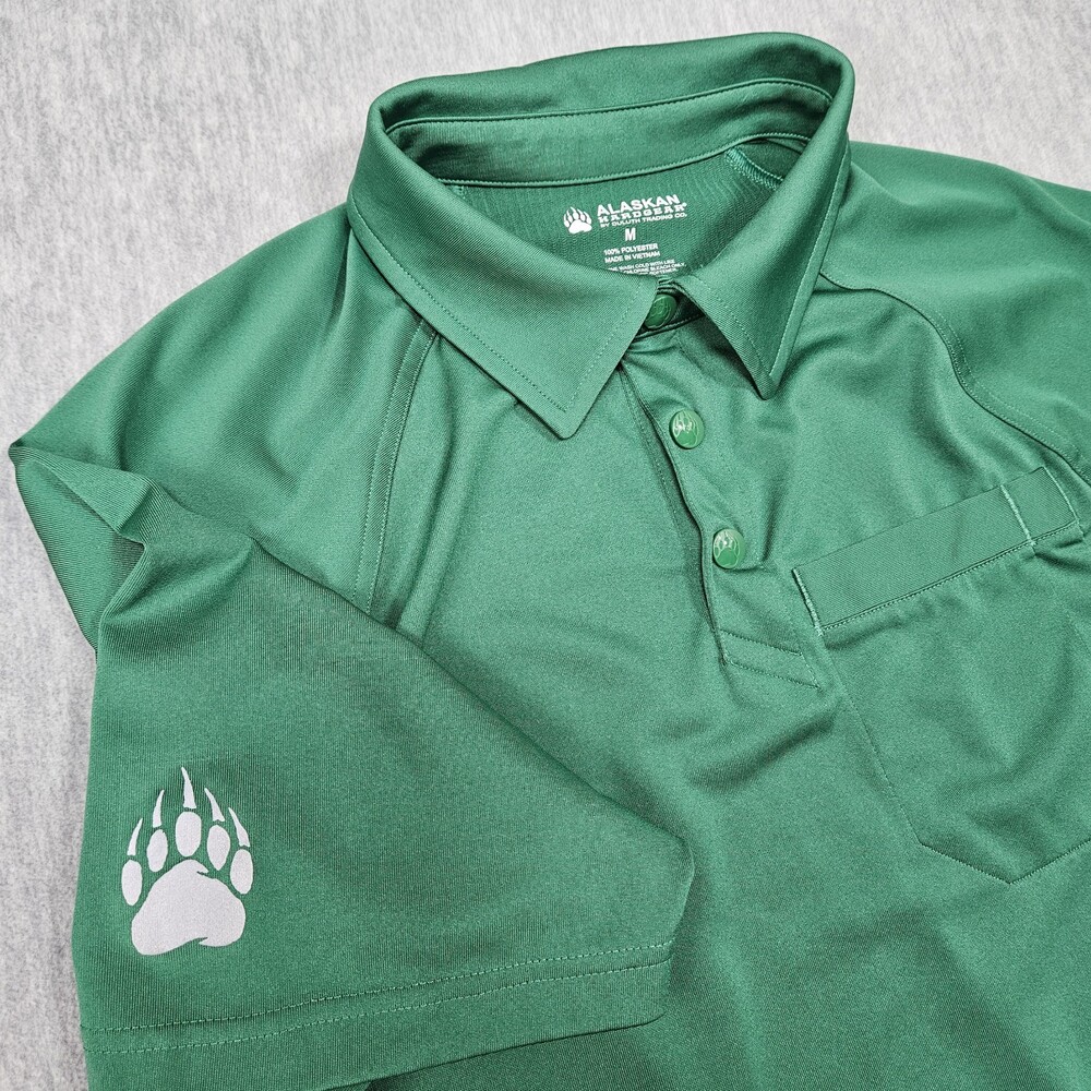 Duluth Trading Alaskan Hardgear AKHG Airbanks Polo Shirt Mens M Green Snap